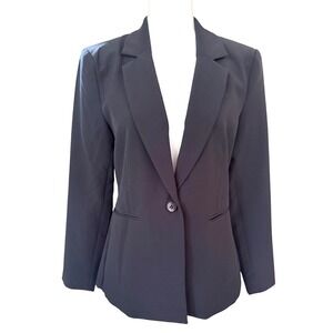 ICHI Blazer Women 38 or US 6 Navy Blue Single Button Notched Lapel NWT